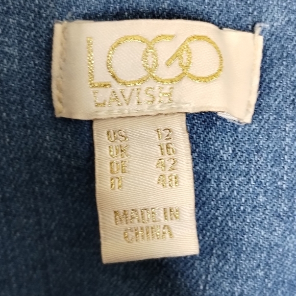 LOGO Lavish by Lori Goldstein Patchwork Denim Jacket size 12 - Picture 6 of 8